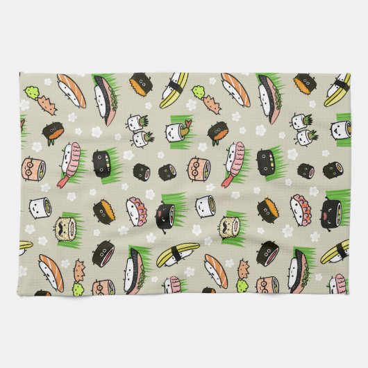 Sushi Characters Pattern Theedoek (Horizontaal)