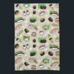Sushi Characters Pattern Theedoek<br><div class="desc"></div>
