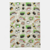 Sushi Characters Pattern Theedoek (Verticaal)