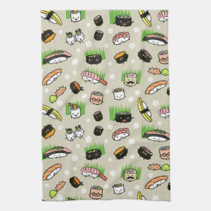 Sushi Characters Pattern Theedoek