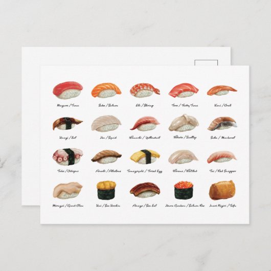 Sushi Chart Briefkaart (Voorkant / Achterkant)