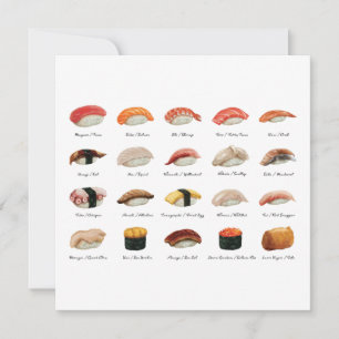 Sushi Chart Flat Wenskaart