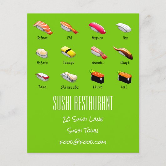 Sushi Chart Japans modern foodrestaurant Flyer (Voorkant)