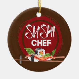 Sushi Chef Anime Kawaii Japan Cuisine Chef Food Keramisch Ornament