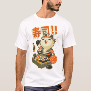 Sushi Chef Cat - Funny Restaurant Kat - Japans T-shirt
