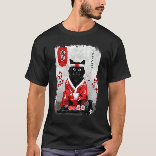 Sushi Chef Cute Kitchen Kitty T-shirt (Voorkant)