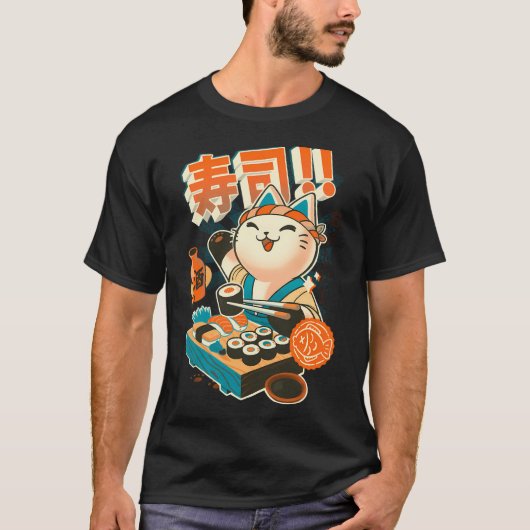 Sushi Chef Kat - Grappige Restaurant Kitty - Japan T-shirt (Voorkant)