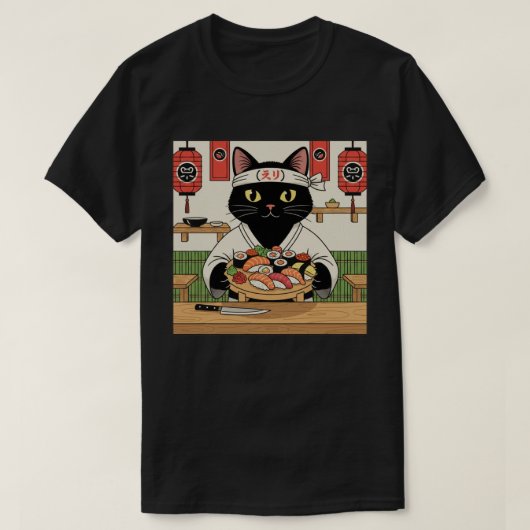 Sushi Chef Kat T-shirt (Design voorkant)