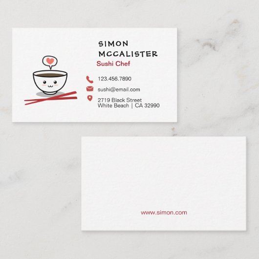 Sushi Chef Visitekaartje (Voorkant / Achterkant)