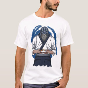 Sushi Chef Yuanti Moderne Witte Kunst Kleurrijk T-shirt