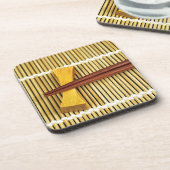 Sushi Chopsticks Sensei Masters Wood Bamboe Bier Onderzetter (Linkerzijde)