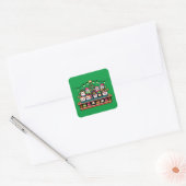 Sushi Christmas Celebration - Feestelijk 8-bits on Vierkante Sticker (Envelop)