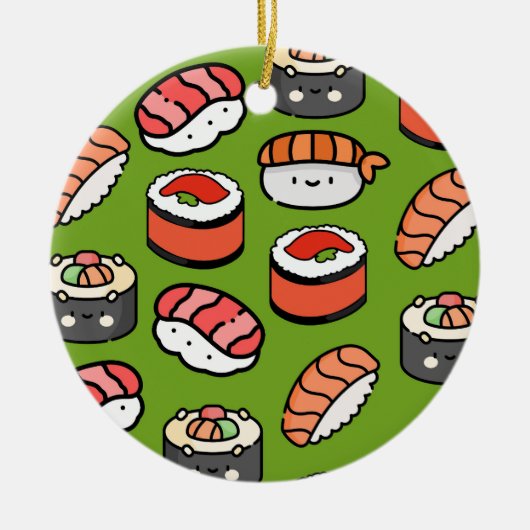Sushi Christmas Funny Kleurrijke Kawaii Schattige  Keramisch Ornament (Voorkant)