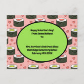 Sushi Classroom Valentijn Friendship Cute Kind Car Briefkaart (Achterkant)