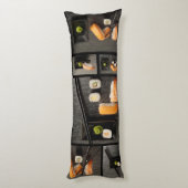 Sushi-collectie op zwarte achtergrond lichaamskussen (Achterkant (Verticaal))