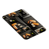 Sushi-collectie op zwarte achtergrond magneet (Rechterzijde)