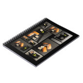 Sushi-collectie op zwarte achtergrond notitieboek (Linkerzijde)