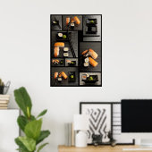 Sushi-collectie op zwarte achtergrond poster (Thuiskantoor)