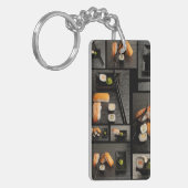Sushi-collectie op zwarte achtergrond sleutelhanger (Voorkant Links)