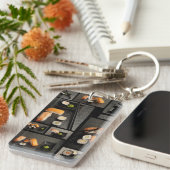 Sushi-collectie op zwarte achtergrond sleutelhanger (Voorkant Rechts)