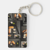 Sushi-collectie op zwarte achtergrond sleutelhanger (achterkant)