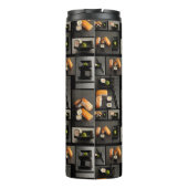 Sushi-collectie op zwarte achtergrond thermosbeker (Achterkant)