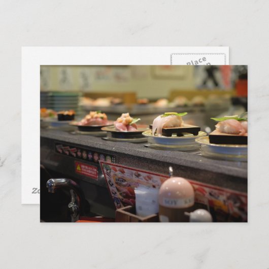 Sushi Conveyor Belt in Tokio, Japan Briefkaart (Voorkant / Achterkant)