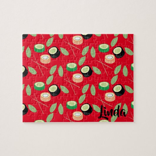 Sushi Cucumber Rolls Greenery Asian Food Legpuzzel (Horizontaal)