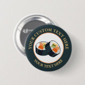 Sushi Custom Text Logo Button (Voorkant /achterkant)