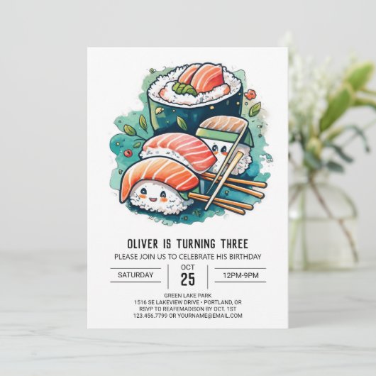 Sushi Custom Verjaardag Kaart (Staand voorkant)