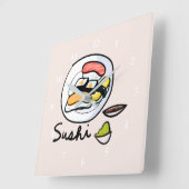 Sushi cute kawaii modern Japanese food art Vierkante Klok (Hoek)
