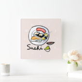 Sushi cute kawaii modern Japanese food art Vierkante Klok (Huis)