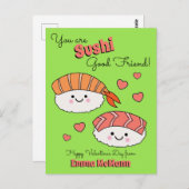 Sushi Cute Kinder Valentijnsdag Friendship Briefkaart (Voorkant / Achterkant)