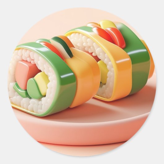 Sushi Delight: een digitaal culinair meesterwerk Ronde Sticker (Voorkant)