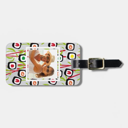 Sushi Design Pattern | Monogram Bagagelabel (Voorkant horizontaal)