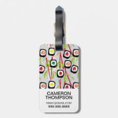 Sushi Design Pattern | Monogram Bagagelabel (Achterkant verticaal)