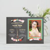 Sushi Dinner Japanse Birthday Party Bar Foto Kaart (Staand voorkant)