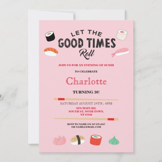 Sushi Dinner Lunch Japanse Birthday Party nodigt u Kaart (Voorkant)