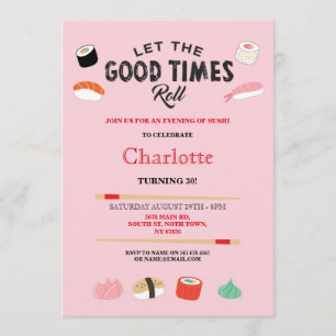 Sushi Dinner Lunch Japanse Birthday Party nodigt u Kaart
