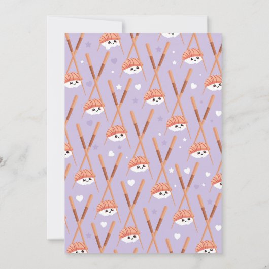 Sushi Dinner Meisjes Japans Verjaardagsfeest Paars Kaart (Achterkant)