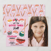 Sushi Dinner Meisjes Japanse Verjaardagsfeestfoto Kaart (Voorkant / Achterkant)