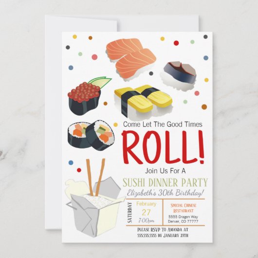 Sushi Dinner Party Invitation Kaart (Voorkant)