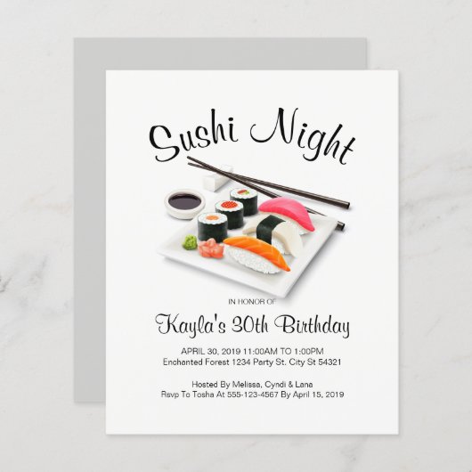 Sushi Dinner Party-uitnodigingen (Voorkant / Achterkant)