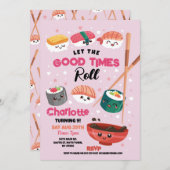 Sushi Dinner Roze Meisjes Japans Verjaardagsfeest Kaart (Voorkant / Achterkant)