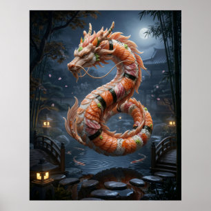 Sushi Draak Tuin Geest Poster