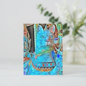 Sushi een kat met een vis op een Merry Go Round Briefkaart (Staand voorkant)