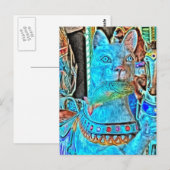 Sushi een kat met een vis op een Merry Go Round Briefkaart (Voorkant / Achterkant)