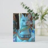 Sushi een kat met een vis op een Merry Go Round Briefkaart (Staand voorkant)