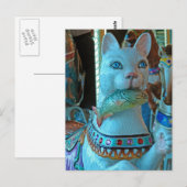 Sushi een kat met een vis op een Merry Go Round Briefkaart (Voorkant / Achterkant)
