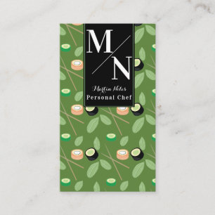 Sushi Eetstokjes Groene Patroon  Visitekaartje